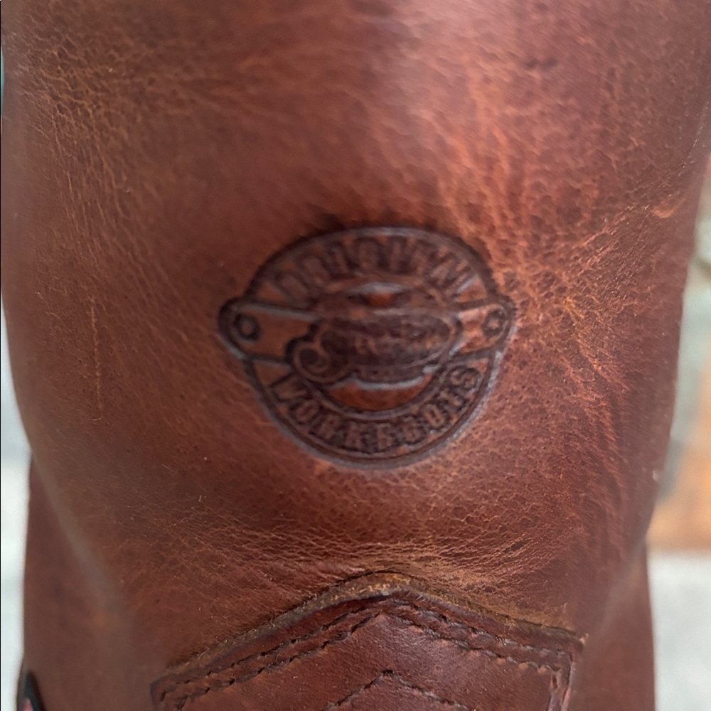 Men's Brown Leather Work Boots - Picture 8 of 8